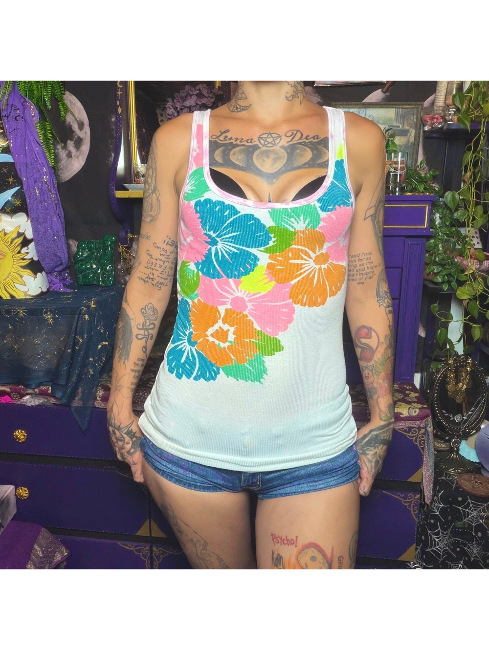 Colorful Hibiscus Flower Tank Top